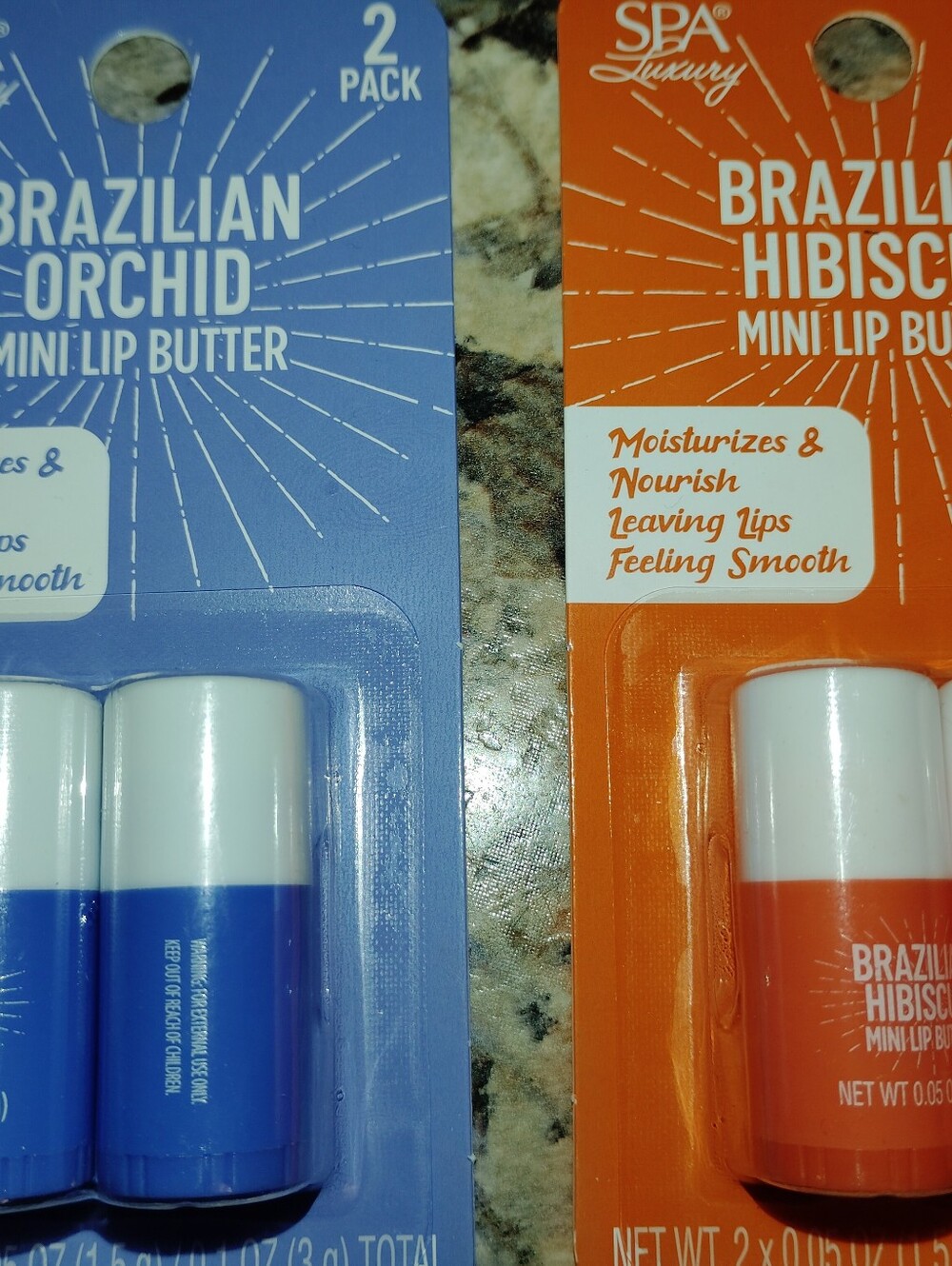 Nwt SPA Luxury Brazilian Mini Lip Butter Duo — Pink, Orange, Blue - Picture 2 of 5
